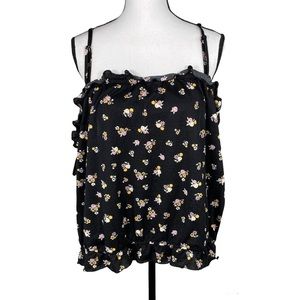 Torrid Black Textured Jersey Floral Strapless Crop Top